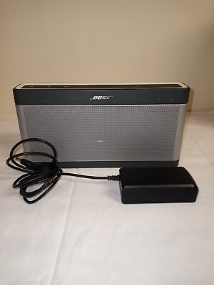 #ad Bose Soundlink III Bluetooth Speaker 414255 EUC Silver with Power Adapter Teste $225.99