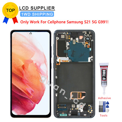 #ad OLED Only For Samsung Galaxy S21 5G G991 LCD Touch Screen Replacement Frame $110.85