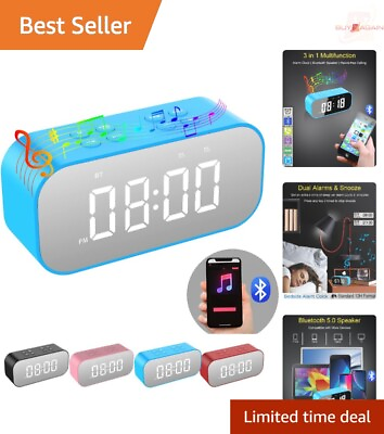 #ad Bluetooth Speaker Alarm Clock with Dual Alarms amp; Hands Free Calling Blue $39.99