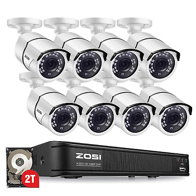 #ad ZOSI HD 2MP DVR Security Camera Outdoor System Motion Detect 120ft Night Vision $111.99
