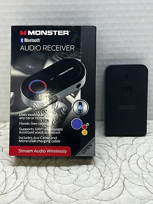 #ad Monster Bluetooth Receiver to 3.5mm Audio Jack amp; Extra Backup Ziidoo Receiver $10.80