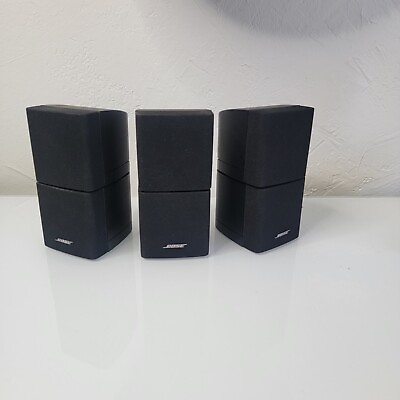 #ad Three Bose Double Cube Speakers Black Stereo Wired Acoustic Perfect $59.00