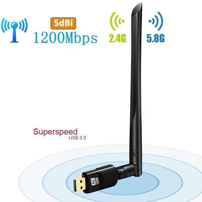 #ad Dual Band 2.4 5Ghz 1200Mbps Wireless USB WiFi Network Adapter w Antenna 802.11AC $10.95