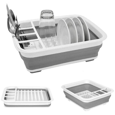 #ad 1 Collapsible Dish Drying Rack Drainer Dinnerware Holder Sink Organizer Kitchen $12.56
