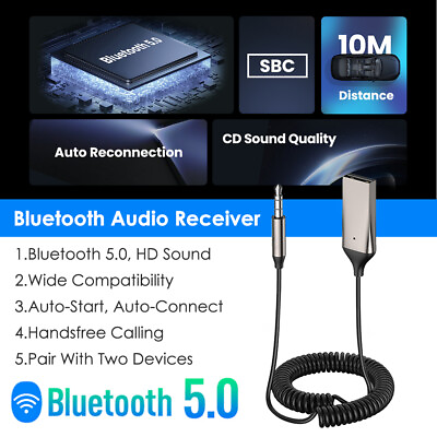 #ad Aux to Bluetooth 5.0 Adapter 3.5mm Bluetooth Receiver Car Speaker and Home Audio $11.58