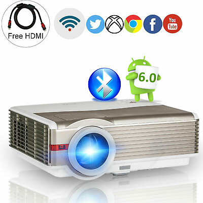#ad 9000:1 Android 6.0 Home Theater Projector 1080P Blue tooth Miracast Airplay USB $195.86