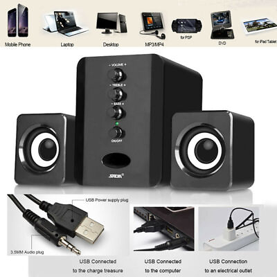 #ad USB Computer Speaker System Desktop PC Laptop Stereo Audio Player Subwoofer D5R2 $19.69