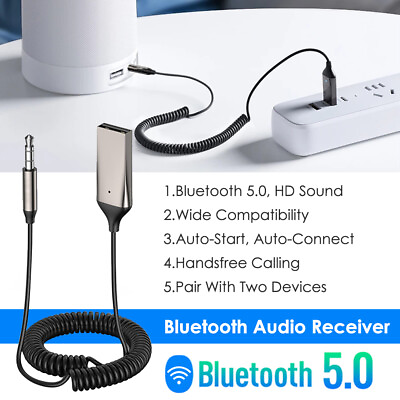#ad Aux to Bluetooth 5.0 Adapter 3.5mm Bluetooth Receiver Car Speaker and Home Audio $11.58