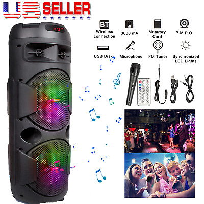 #ad Dual 6.5quot;Wireless Portable Bluetooth Speakers Party Home System Heavy Bass Sound $55.99