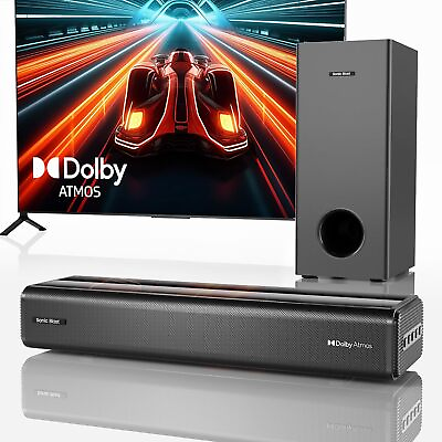 #ad Sound Bar with Subwoofer Dolby Atmos 2.1CH Bluetooth TV Speaker loud and clear $179.99
