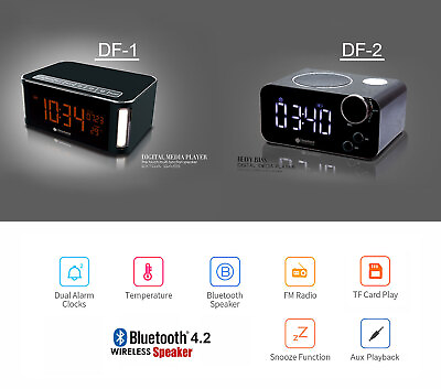 #ad LED Digital Alarm Clock Bluetooth Speakers Portable with FM Radio amp; Night light $24.99