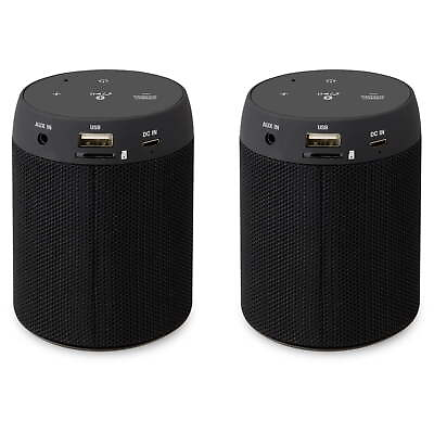 #ad Bluetooth 5.0 Wireless Speaker Set of 2 Black $37.99
