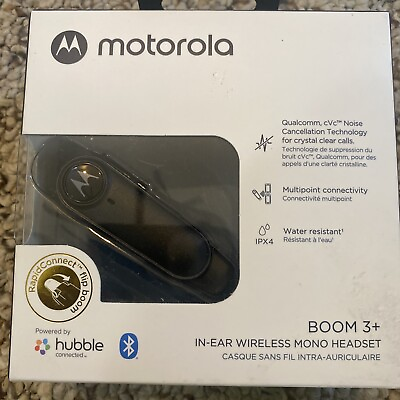 #ad Motorola Bluetooth Headset Boom 3 In Ear Wireless Mono Noise Cancelation Black $29.99