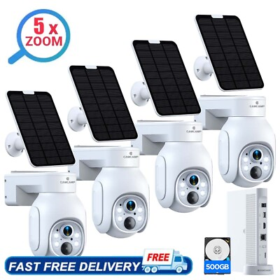 #ad 4MP Wireless Outdoor Solar Security Camera System Home 10CH 4K NVR amp; 500GB HDD $329.59