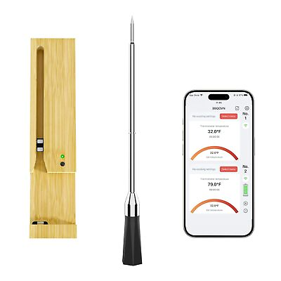 #ad Wireless Meat Thermometer Ultra Thin 3.9mm Probe with 777ft Bluetooth Booster $59.00