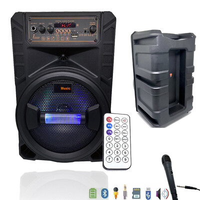 #ad 8quot; 2000W Portable FM Bluetooth Speaker Sound System Subwoofer Party Mic Aux USB $36.95