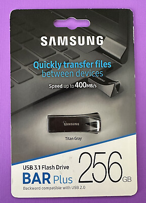 #ad SAMSUNG BAR Plus 256GB USB 3.1 Flash Drive 400MB s Titan Gray MUF 256BE4 AM OEM $31.98