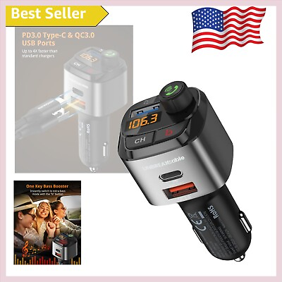 #ad Bluetooth V5.0 Wireless FM Transmitter with Voice Assistant Dual Charging Port $53.99