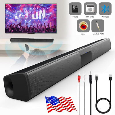 #ad Surround TV Sound Bar System 4 Speaker Wireless Bluetooth Subwoofer Home Theater $30.50
