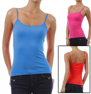 #ad CAMI Camisole with Built in Shelf BRA Adjustable Spaghetti Strap Layer Tank Top $9.99