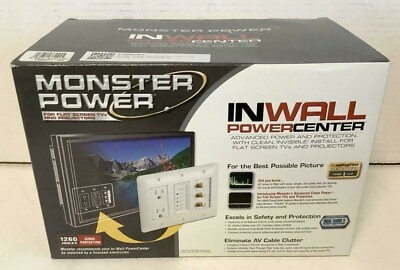#ad NEW Monster Power Center MP HTFS IW 125271 00 2 Outlet AV LCD LED TV In Wall $84.44