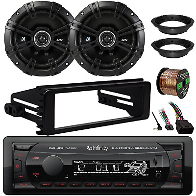 #ad Infinity Receiver 2x 6.5quot; 240W Speakers w Wire Adapters Harley Install Kit $186.99