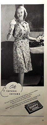 #ad 1945 Print Ad Women#x27;s Reliance Happy At Home Dresses Capable Cotton Vintage $10.79