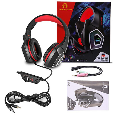 #ad 3.5mm Gaming Headset Mic LED Headphones Stereo Bass Surround for PC Xbox PS4 $24.99