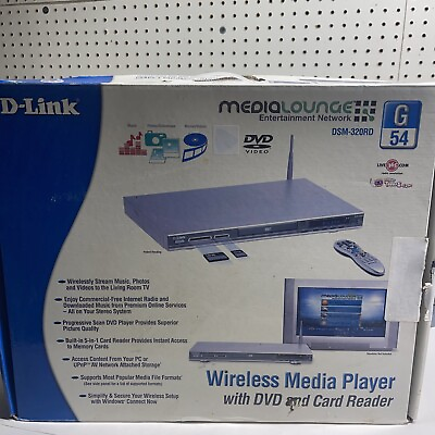 #ad D Link MediaLounge DSM 320RD Wireless Media Player W DVD amp; Card Reader NOS $45.00