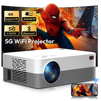 #ad 4K UHD Projector Smart 5G WiFi Android TV Bluetooth Beamer Home Theater Movie US $70.29