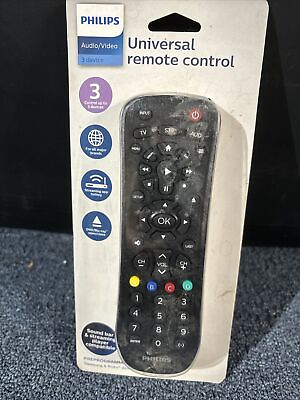 #ad Philips 3 Device Universal Remote Control for TV DVD BluRay Streaming HDTV NEW $10.99