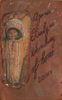 #ad Vintage Postcard 1900#x27;s Your Baby Is Thinking Of Home Denver Colorado CO Leather $11.99