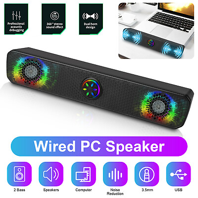 #ad 3.5mm Stereo Bass Sound USB Wired Computer Speakers Sound Bar for Laptop Desktop $18.98