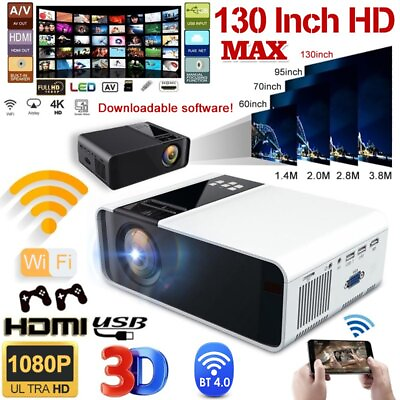#ad 23000Lumens 4K 1080P HD WiFi Bluetooth Mini 5D LED Home Theater Projector Cinema $127.17