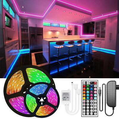 #ad 20m 10m LED Strip Lights 5050 RGB White with Remote 50ft Room TV Bar Decor Light $36.95