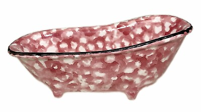 #ad Spongeware Bathtub Soap Dish Bar Holder Berry Red Country Tub Ashtray $19.74