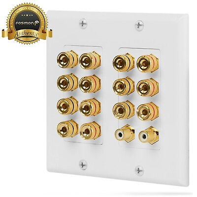 #ad Surround Sound Wall Plate 2 Gang 7.1 w Gold Plated 7 Pair Copper Binding Posts $19.98