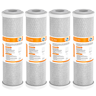 #ad 4 Pack CTO Carbon Block Water Filter 10quot;x2.5quot; Replacement for Whole House RO 5μm $24.99