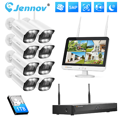 #ad Jennov Security Camera System Wireless Home Outdoor 5MP With 12quot;monitor Audio $259.99