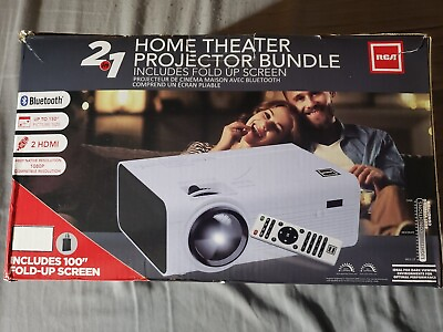 #ad RCA Home Theater Projector 1080P with 100quot; Screen RPJ 2000 HDMI BlueTooth Tested $46.99