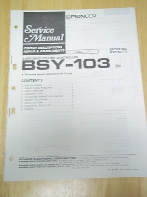 #ad Pioneer Service Manual BSY 103 Volume Controller Original Repair $11.98