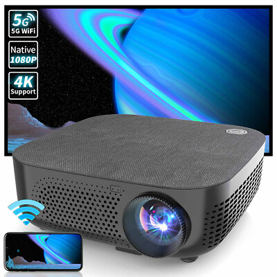 #ad 50000Lumens 4K 1080P HD 2.4G 5G WiFi Bluetooth LED Home Theater Projector Cinema $153.67