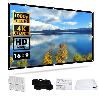 #ad 120quot; Portable Foldable Projector Screen Set 16:9 HD Outdoor Home Cinema Theater $12.99