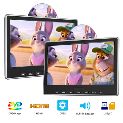 #ad Portable Slim 2x 10.1quot; Car Headrest DVD Player Monitor TV for Kids HDMI USB CVBS $235.23