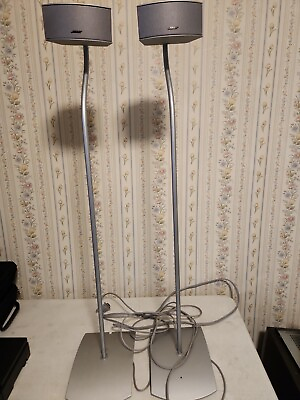 #ad 2 Bose Cinemate Speakers AV 3 2 1 321 w Cables Floor Stands Cords Tall $68.95