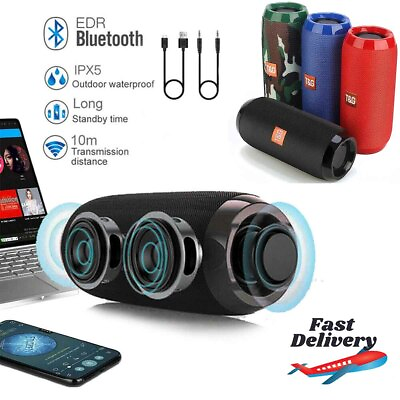 #ad Black Bluetooth Speaker Wireless Waterproof Outdoor Stereo Bass USB TF FM Radio $12.98