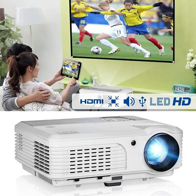 #ad 5000lms LED Projector Home Theater Laptop HDMI USB 1280*800 Bundle Screen 100quot; $122.00