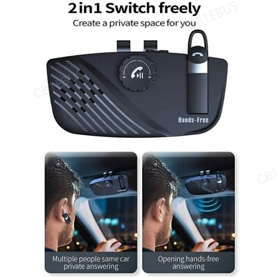 #ad Bluetooth compatible 5.0 Speakerphone 2 in 1 Handsfree Speaker Car Kit CB1 $20.98