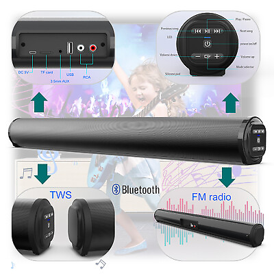 #ad Bluetooth Surround Sound Bar 4 Speaker System Wireless Subwoofer TV Theater EP $42.99