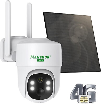 #ad Manshur® 4G LTE Cellular Security Camera Outdoor Wireless Without WiFi Needed $34.99